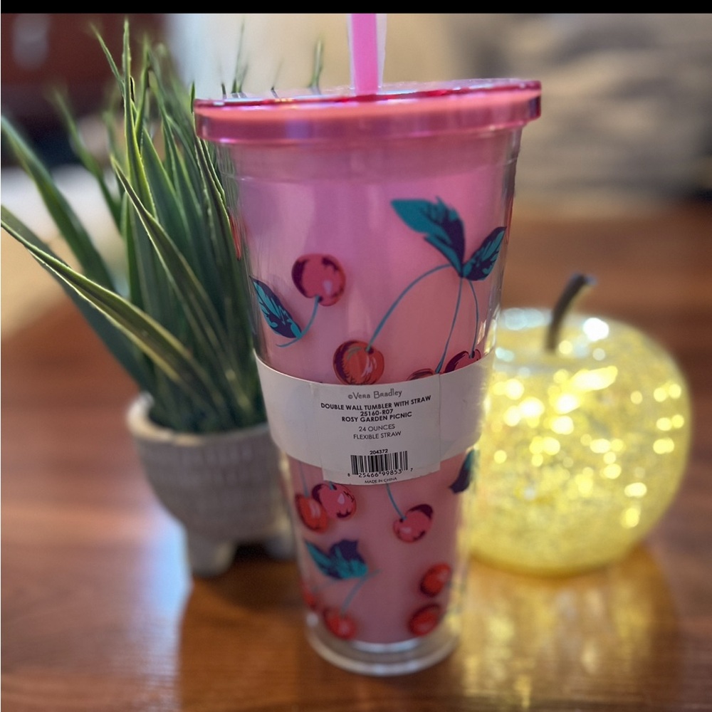 BNIT CHERRY 🍒 Vera Bradley cup with straw for drinking water. 💧